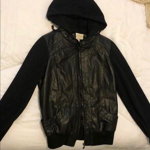 Faux leather jacket/hoodie